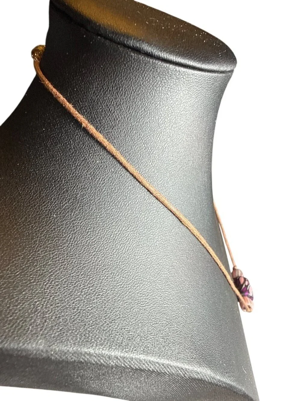 Handmade Polymer Clay Swirl Bead Cord Necklace Whimsigoth Indie Statement